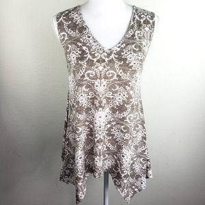 Women's SJS Sleeveless Beige and White Blouse Size Small